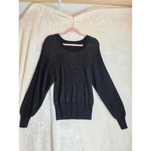 Splendid Black Knit Metallic Thread Pullover‎ Sweater Women's Small